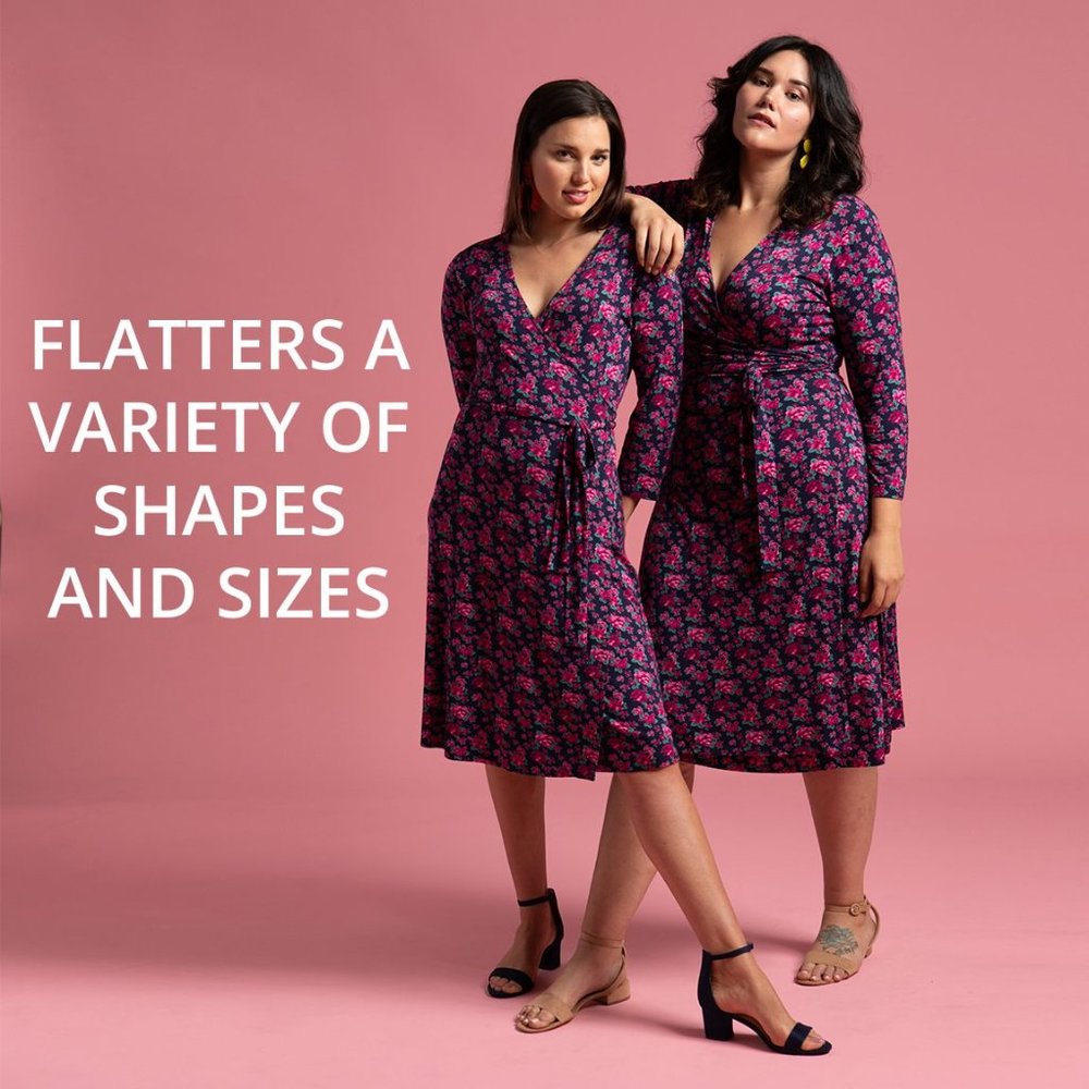Betabrand Venus Wrap Dress (Floral-doggie) - Picture 5 of 9